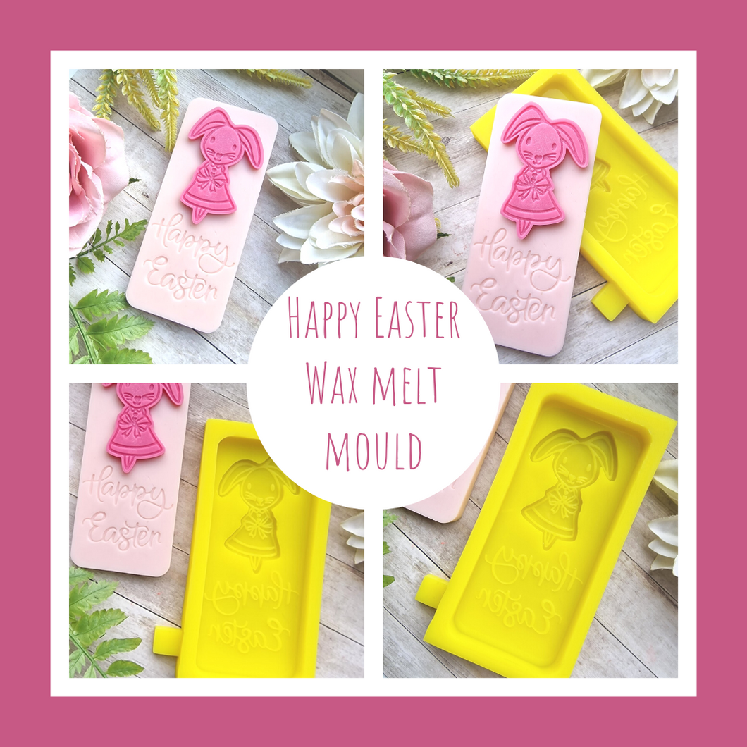 Happy Easter Wax Melt Bunny Rabbit Snap Bar Mould Mold Melts