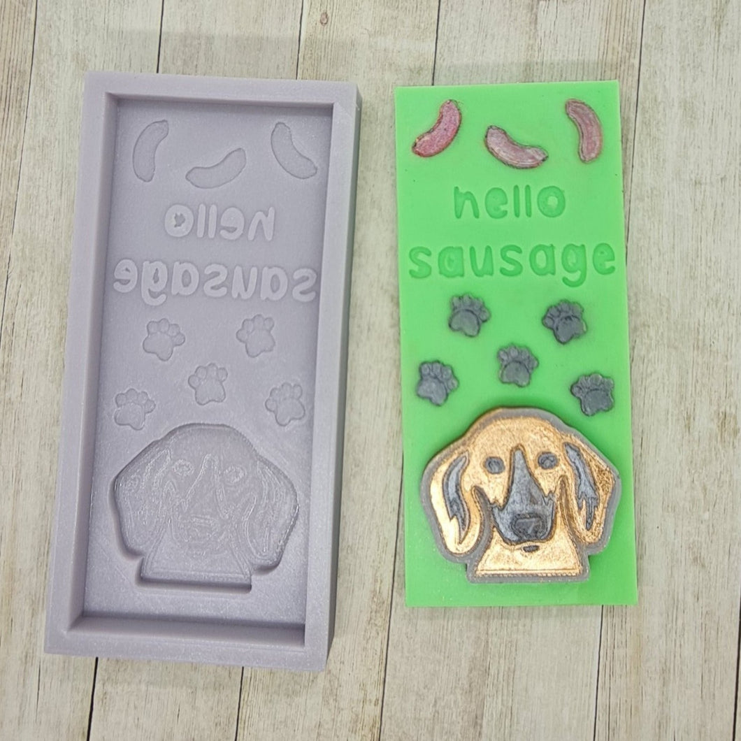 Dachshund Hello Sausage Dog Wax Melt Snap Bar Mould